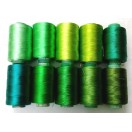 Set Lot of GREEN 150/2 Denier Viscose Rayon Thread Yarn Hand Machine Embroidery